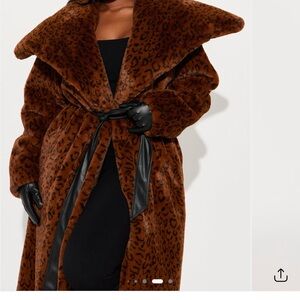 Fashion Nova Brown Leopard Teddy Jacket